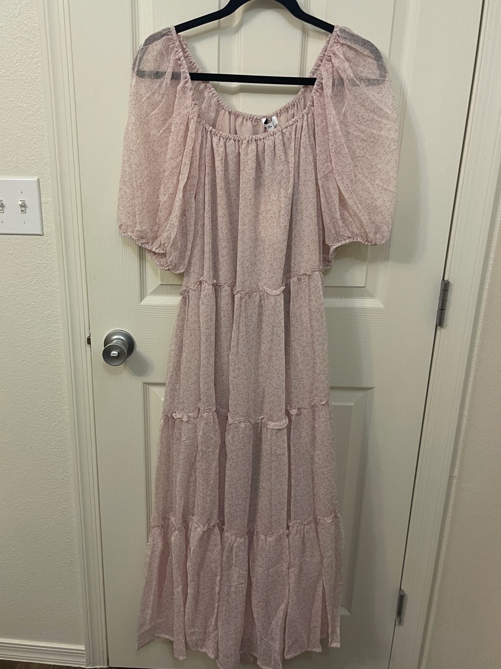 Worth collective Eva Light Pink Puff-Sleeve Maxi Dress